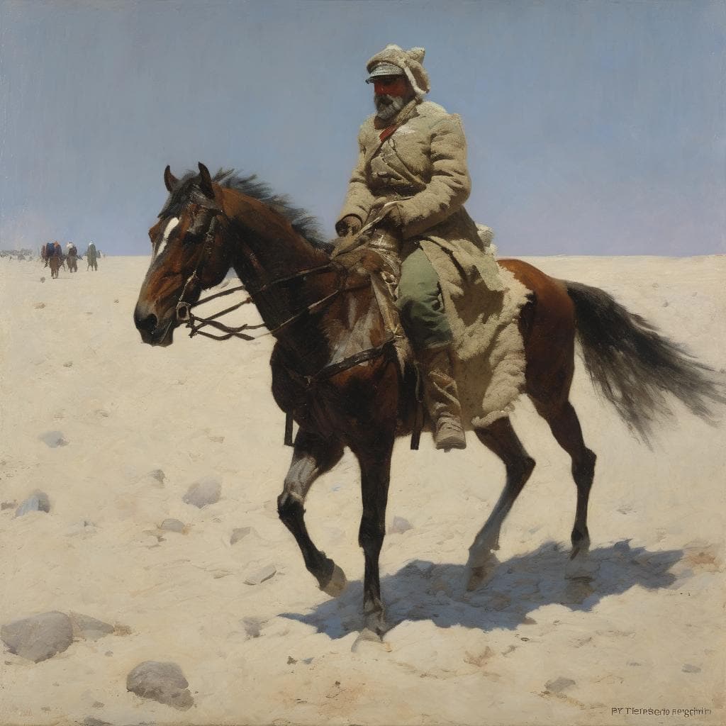 Ιππέας σε έρημο, στρατιωτικός στυλ, ιστορικά καλλιτεχνικά ρεύματα, εξέλιξη της τέχνης, ιππασία και στρατιωτικά εικονογραφήματα.