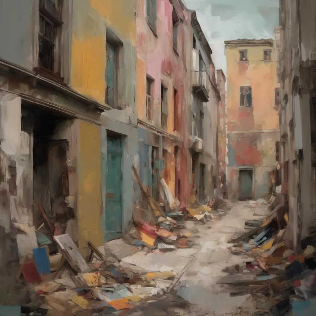 ρηχείο εικόνας, καλλιτεχνικά ρεύματα, εξέλιξη τέχνης, ρεαλιστική αναπαράσταση πόλης, σύγχρονα καλλιτεχνικά κινήματα, ιστορία τέχνης, δημιουργική έκφραση, τέχνη και πολιτισμός.